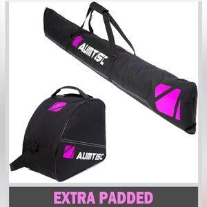 Aumtisc Black and Pink Ski and Boot Bag Set